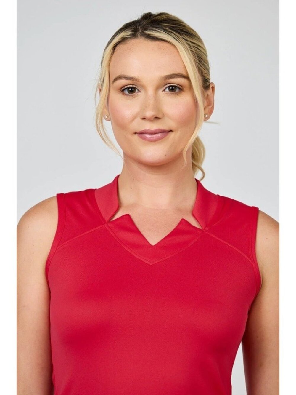 NEW Sofibella Women’s LARGE Sleeveless Golf Top Roulette Red UPF50 Stretch